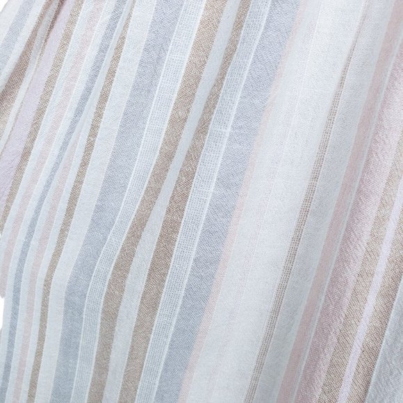 Loft Beach Cotton Linen Blend Striped Midi Dress Neutral Elasticized Waist XXS - Picture 6 of 8